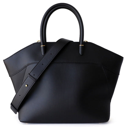Trapezoid Real Leather Tote w/ Zipper Purse Shoulder Bag Handbag w/ Long Strap