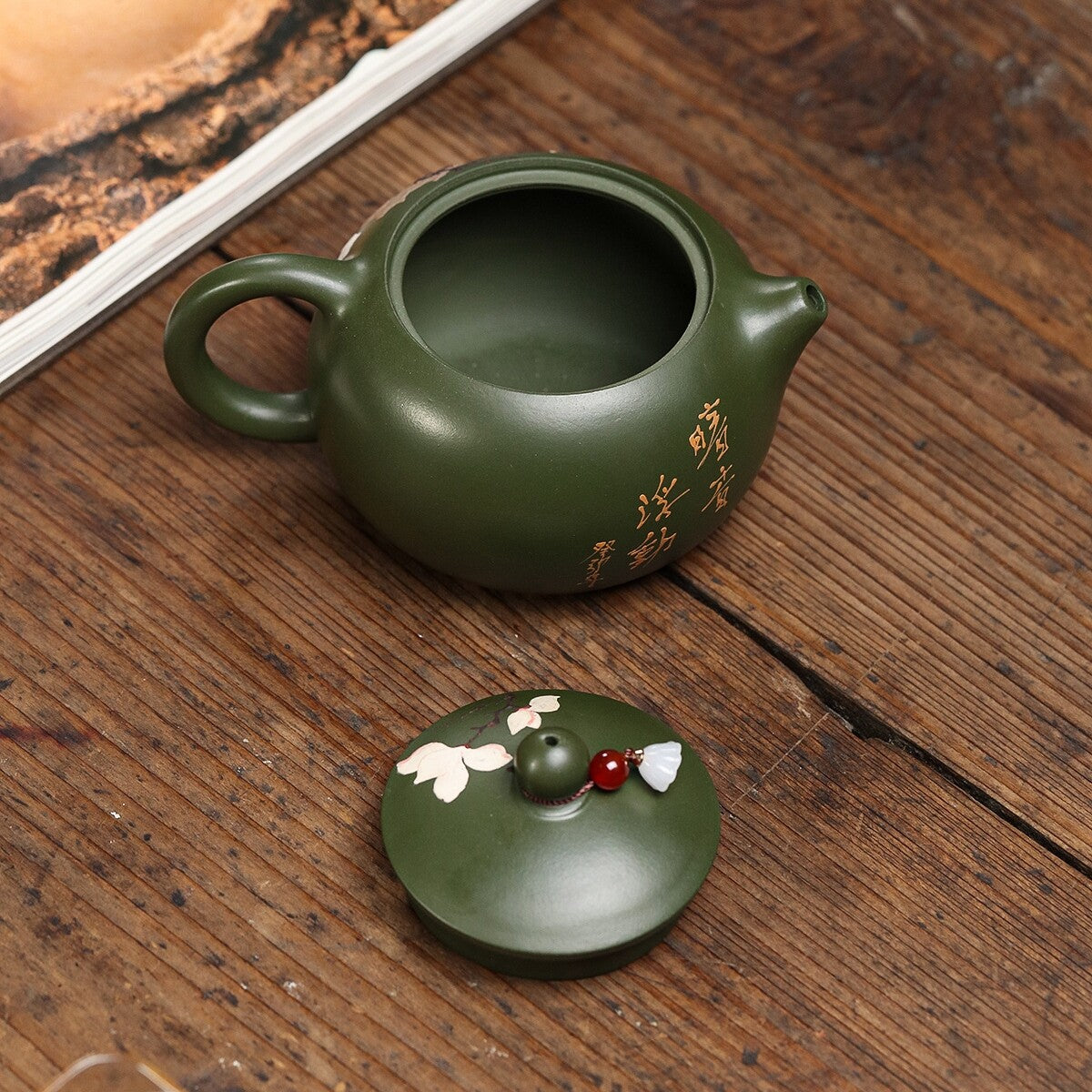 Handmade Tea Pot Marked Xishi Pot 9 Infuser Hole Flower Relief Yixing Zisha Clay