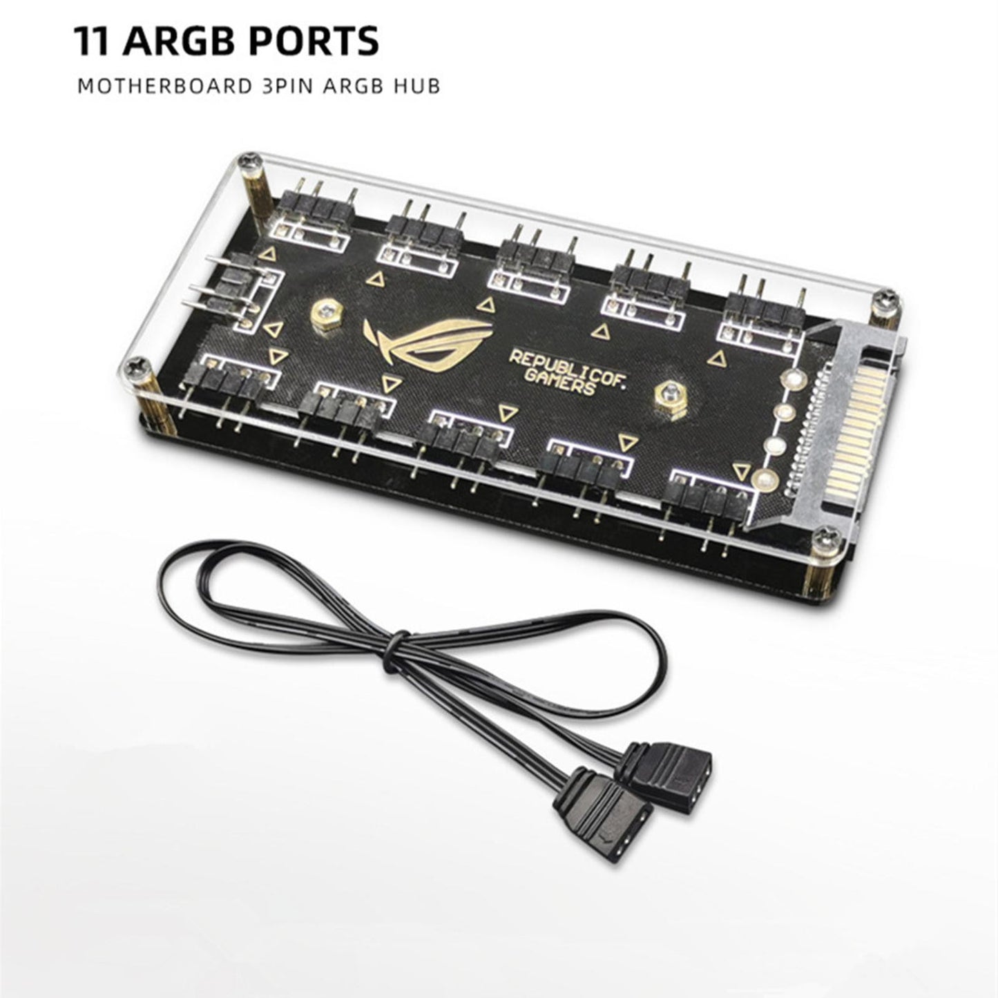 5V 3-Pin RGB 10 Hub Splitter SATA Power 3pin ARGB Adapter Extension Cable A