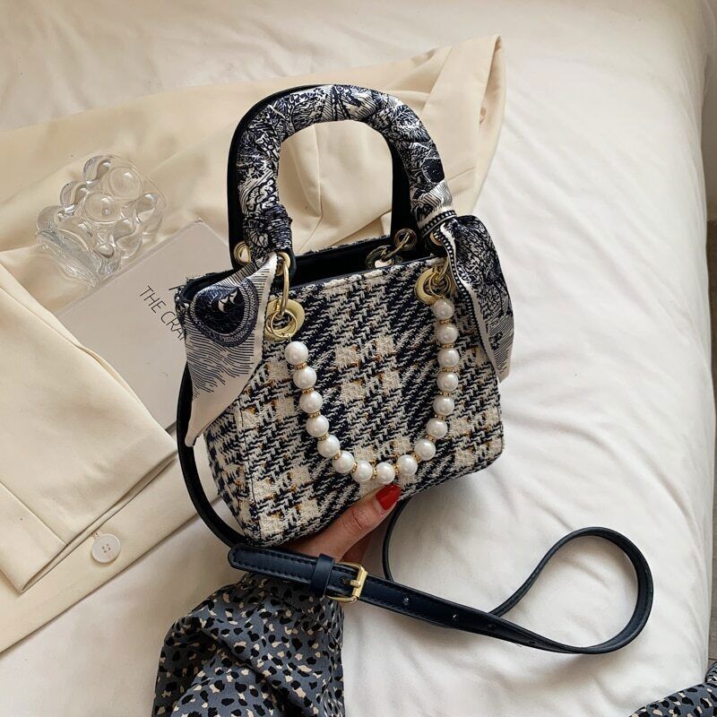 Bag Women Totes Ribbon Handbag Pearl Ladies Shoulder Bag Crossbody Bag Women