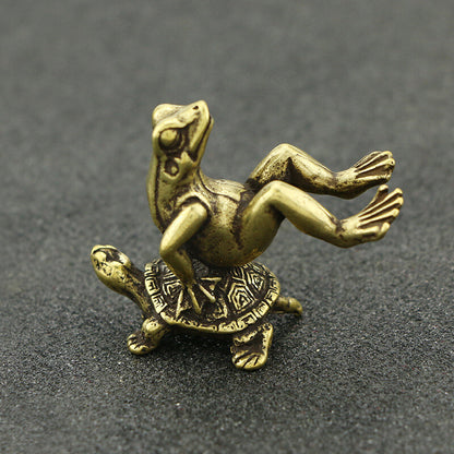 Antique Bronze Tortoise Frog Ornaments Tea Pet Incense Sticks Chinese Accessorie