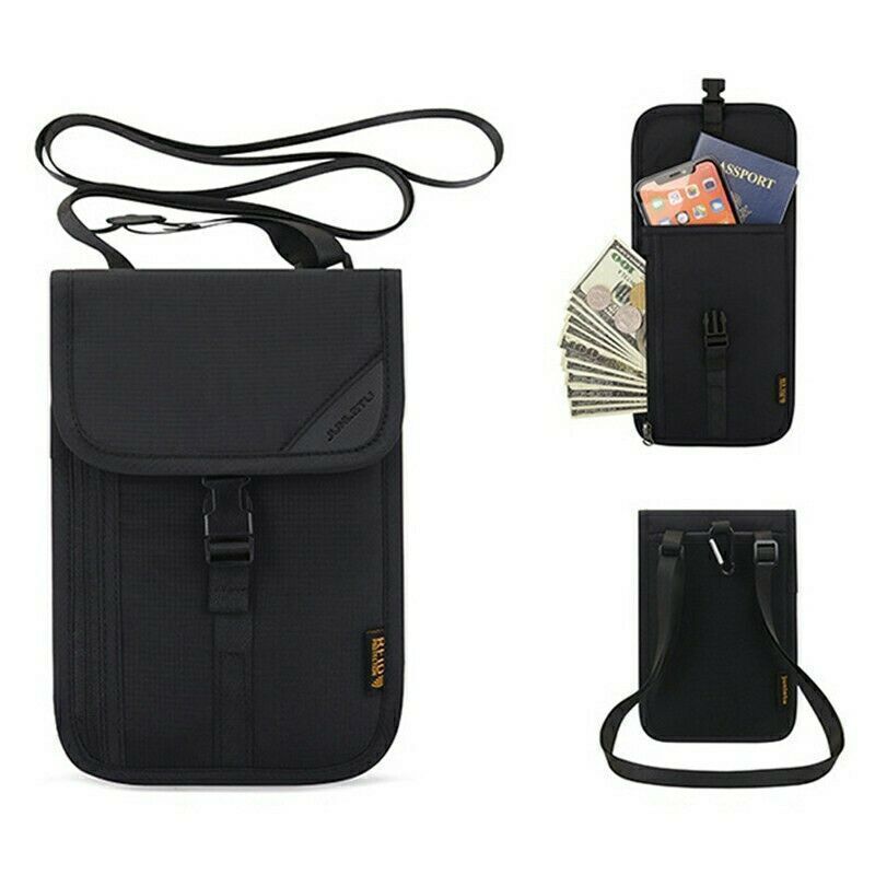 Rfid Protection Bag Travel Small Coin Purse Zipper Nylon 14*20cm Pink Grey Black