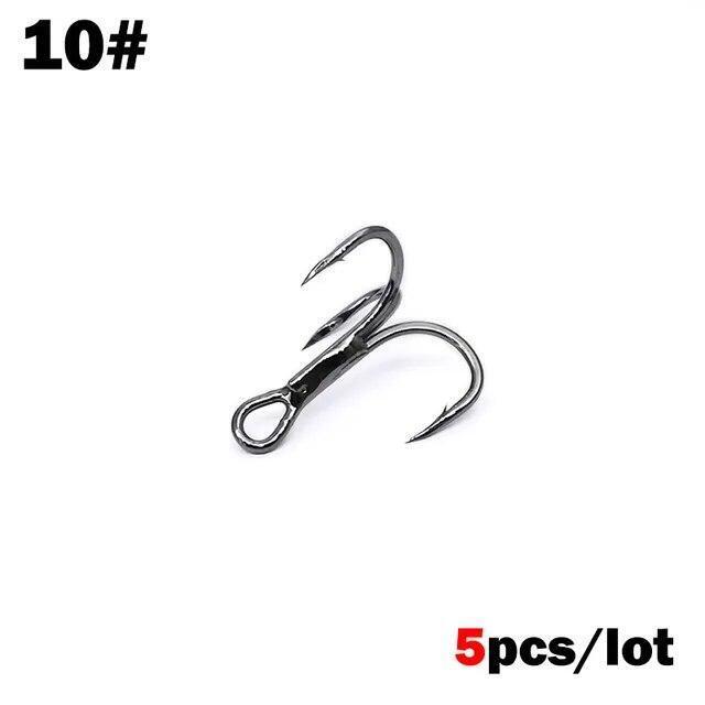 5 Hooks for Each Pack Black Nickle fishing Blade Forged Treble Hooks