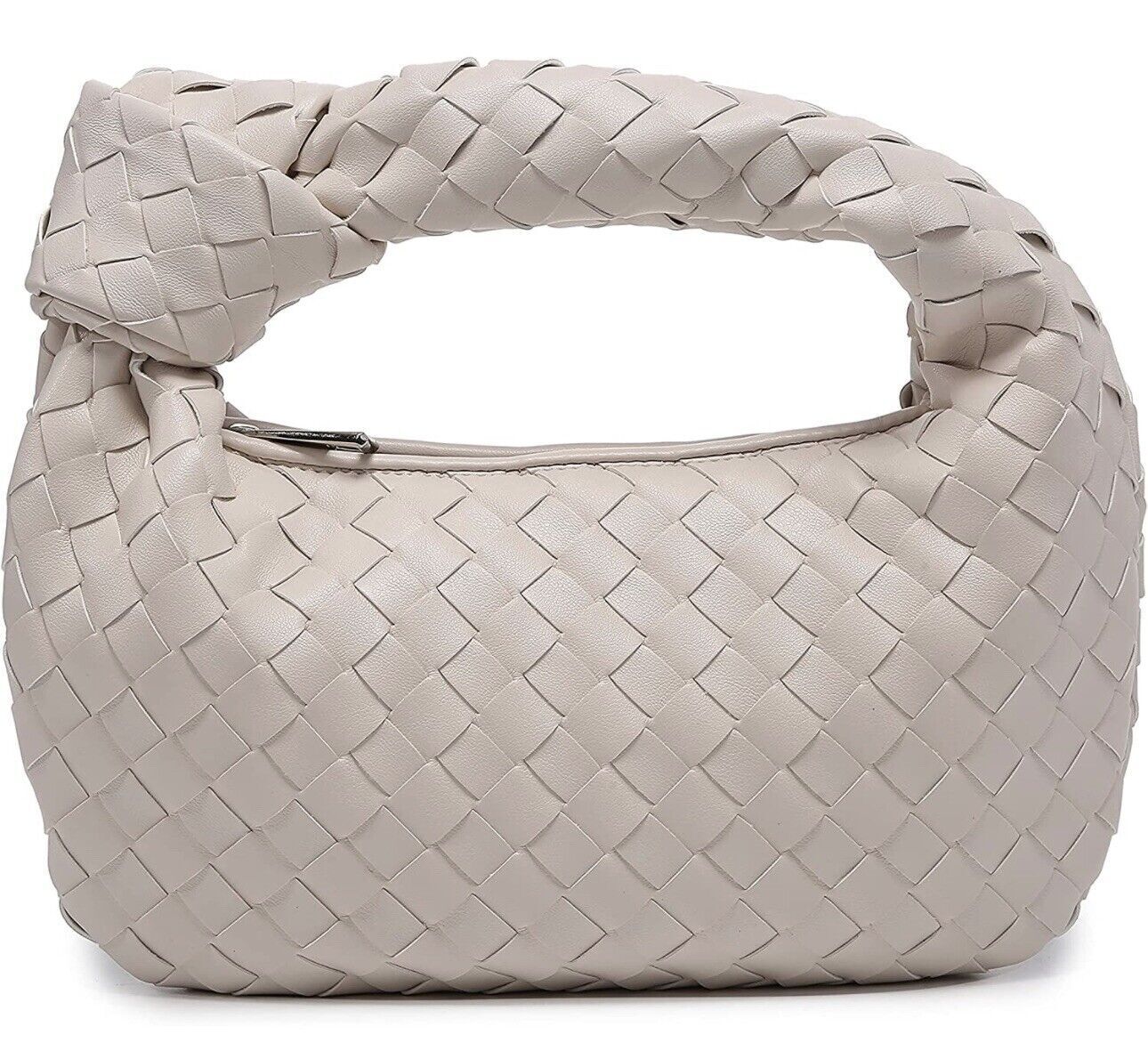 Woven Handbag, Knotted Clutch Bag for Women Soft Leather Hobo Bag Fashion Mini C