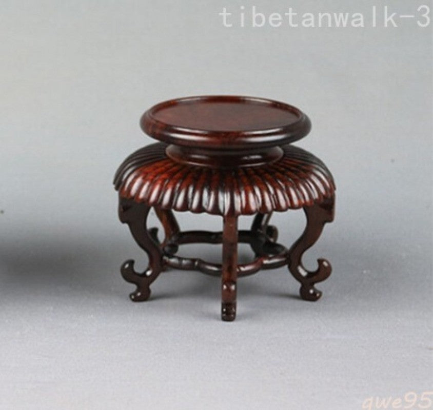 2.3"in Rosewood Carved Fishbowl Stand Bonsai Teapot Stone Vase Flower Rack Small
