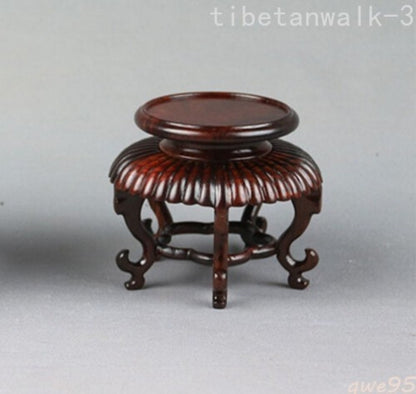 2.3"in Rosewood Carved Fishbowl Stand Bonsai Teapot Stone Vase Flower Rack Small