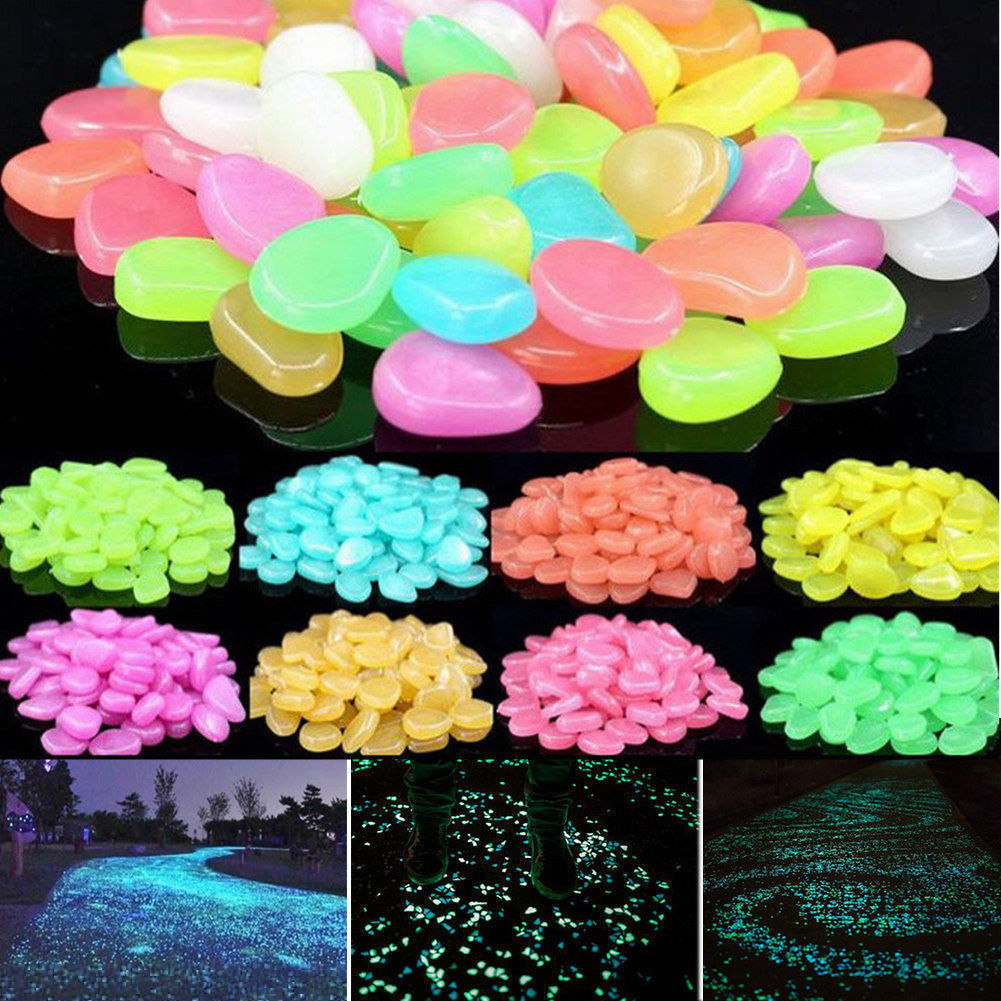 100-1000 x Glow in the Dark Pebbles Stone Shiny Home Garden Fish Tank Decor