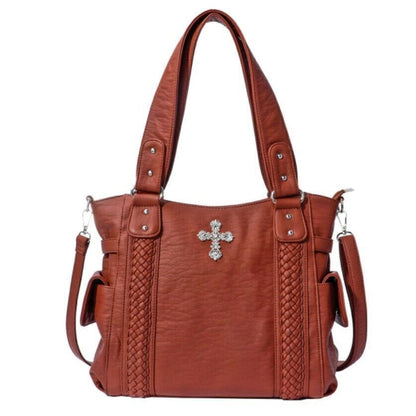 Celela Women Concealed Carry Braided Tote Shoulder Handbag Purse bag Wallet