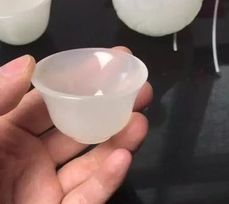 5Pcs Beautifully Glass Imitation White Jade Wine Glass Wine Set Wine Dispenser