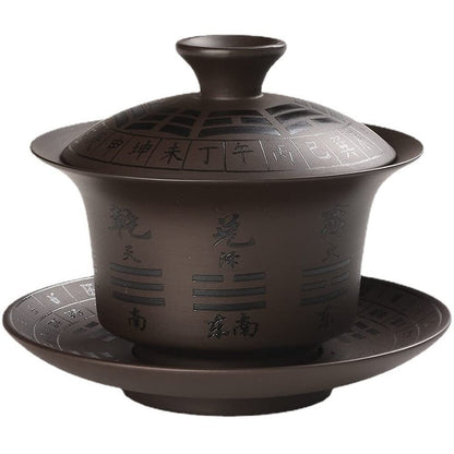 130ml Purple Clay Gaiwan Tea Set Tea Bowl Kung Fu Tea Tea Cup Tureen Decor