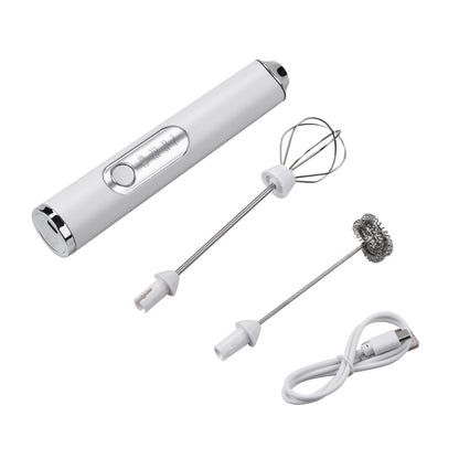 White Mini Electric Foamer Milk Frother Egg Beater Stirrer Whisk Mixer Tool qq
