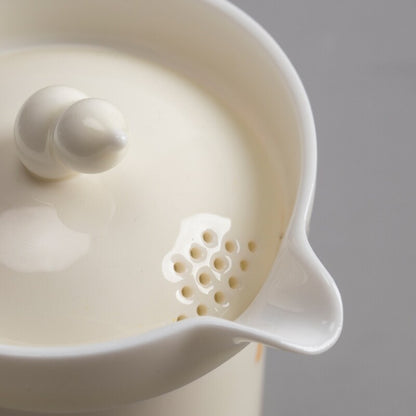 Porcelain Tea Set Pot With Infuser Holes Matching Tea Cup Portable Bag 6pcs/lot
