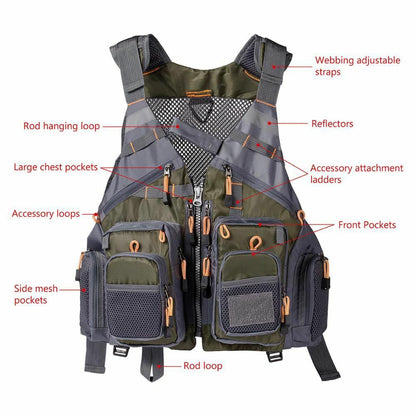 Fishing Vest Breathable Outdoor Sports Fly Swimming Adjustable Tackle Custom Fit
