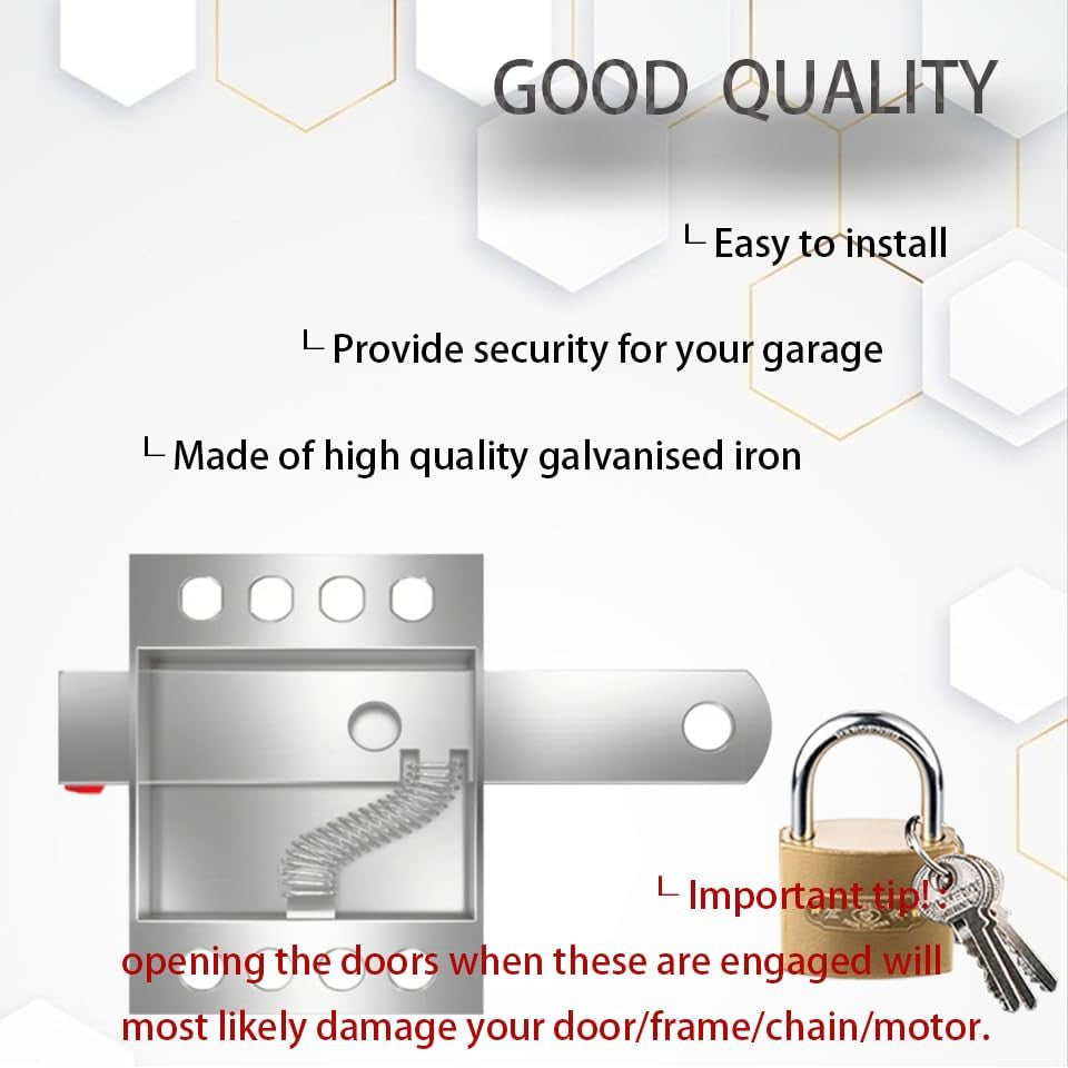 2 Pack Garage Door Locks with Self Tapping Screws inside Deadlock for Most Garag