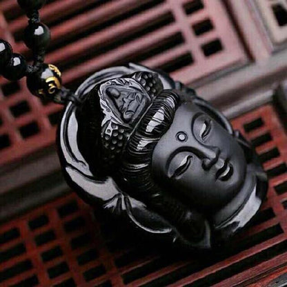 Necklaces Pendants Obsidian Buddha Head Women men Chain Pendant Amulet Jewelry