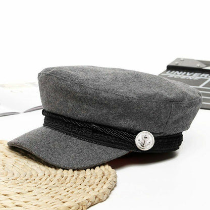 Winter Hats Womens French Style Wool Baker's Boy Cool Baseball Cap Black Visor