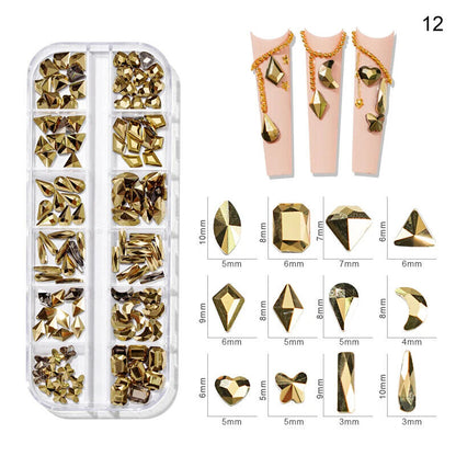 Nail Charms 30Pcs Boxed Luxury Shiny Planet Alloy 3D Art Rhinestones Bling Decor