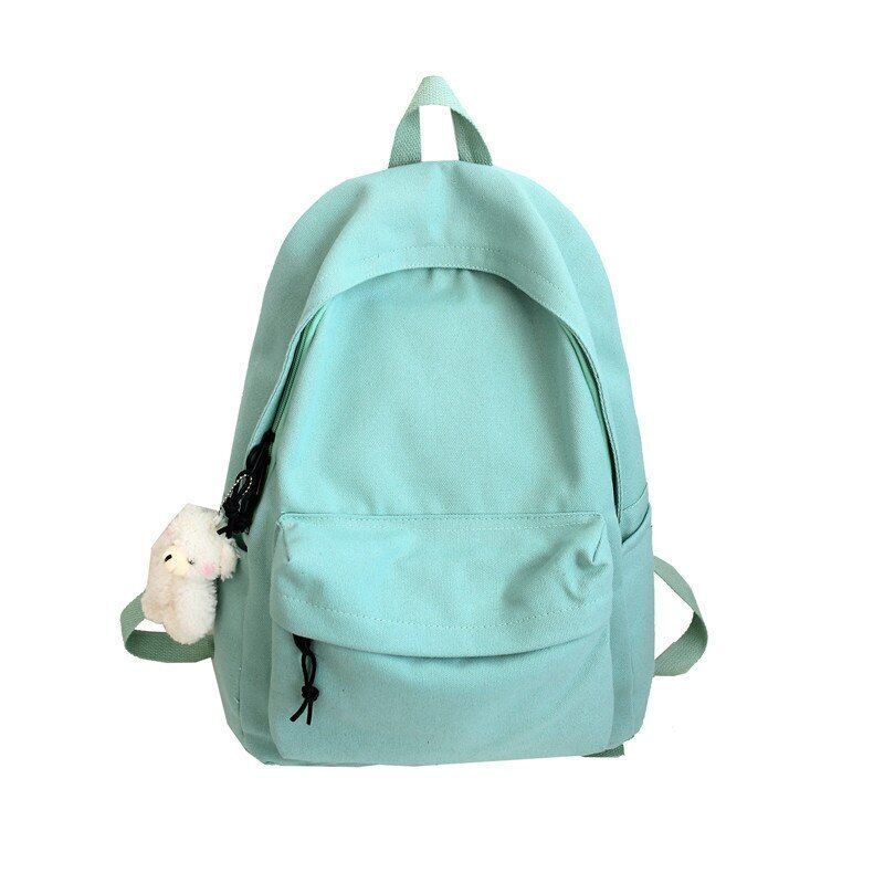 Solid Color Backpack Canvas Waterproof Schoolbag Teenager Bookbags 42*12*31 CM