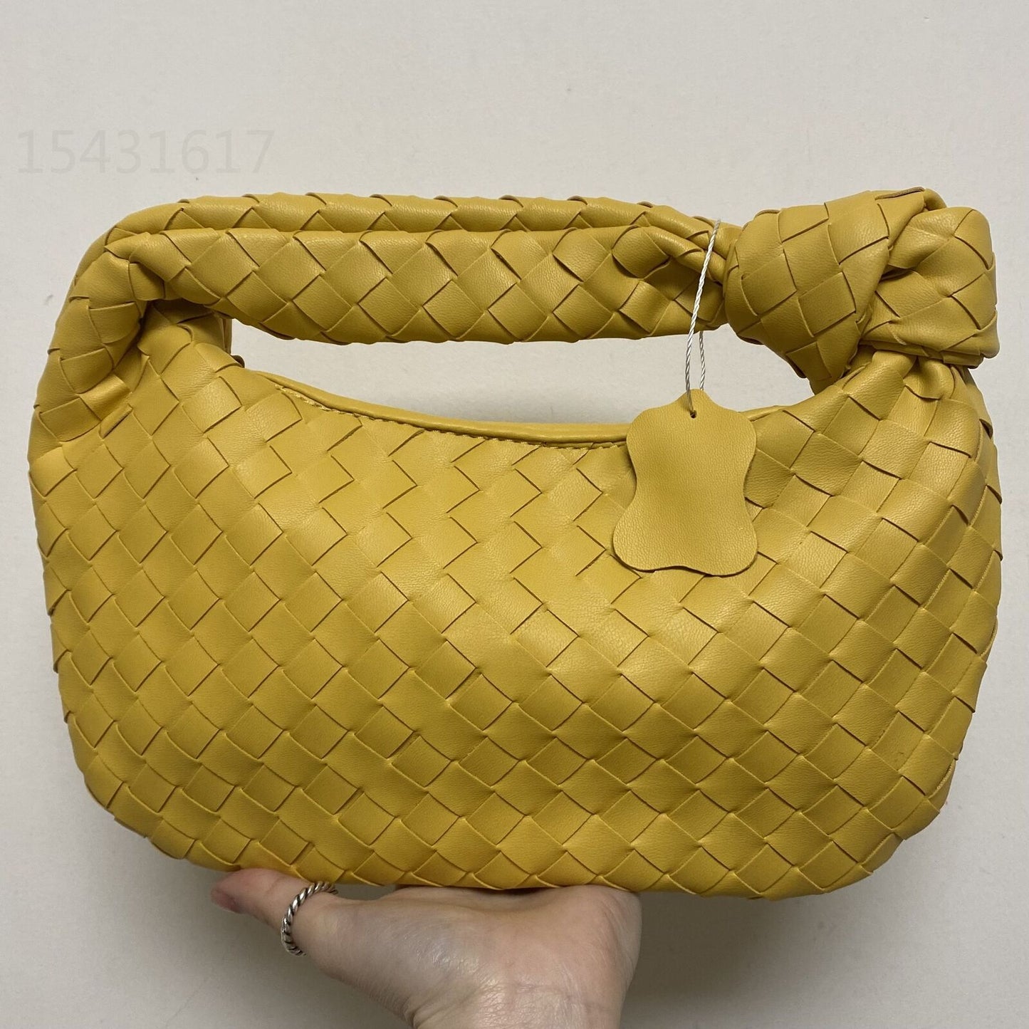 Leather Handbag Mini Shoulder Bag Purse Style Silver Weave Soft Underarm Bags