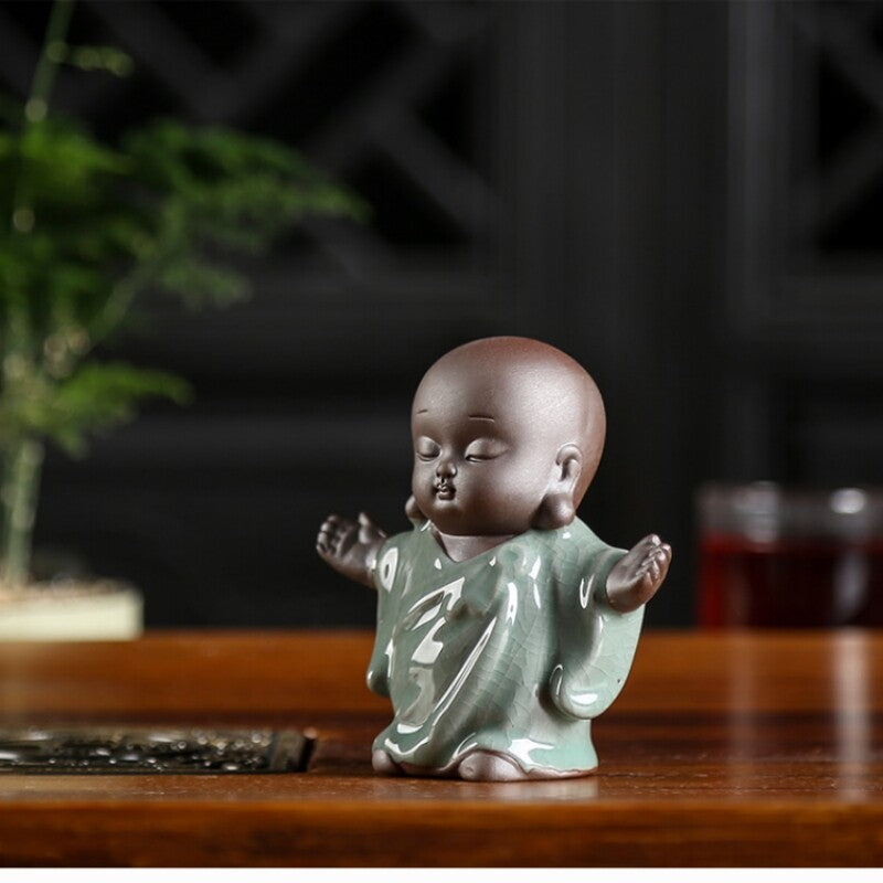 On Sales Porcelain Tea Pet Monk Statue Small Size Table Ornament Decoration New