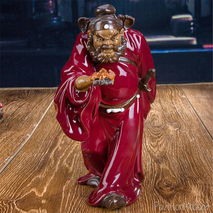 12" Pottery Zhong Kui Statue Chinese Porcelain Devil Catcher Feng Shui