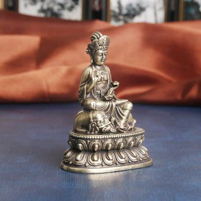 Pure Brass Samantabhadra Bodhisattva Buddha Statue Decoration Craft Ornament