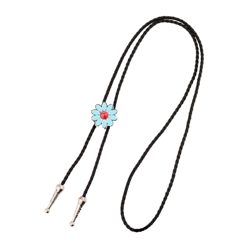 Men Bolo Tie Alloy Polyester Cowboy Flower Gemstones Shirts Sweaters Accessories