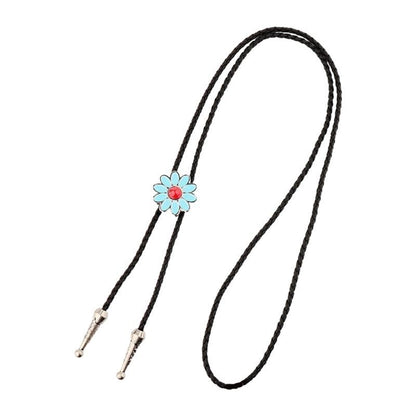 Men Bolo Tie Alloy Polyester Cowboy Flower Gemstones Shirts Sweaters Accessories