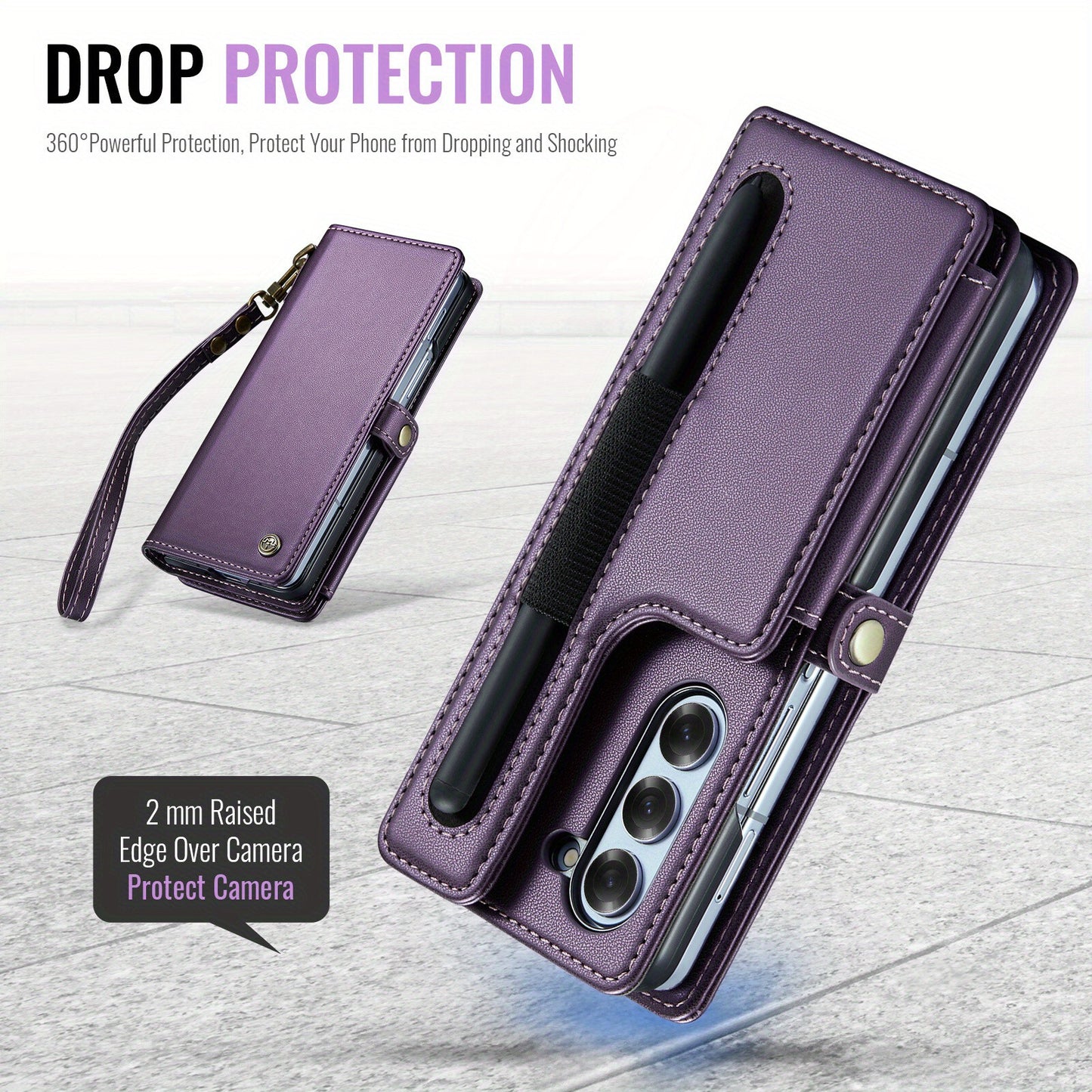 For Samsung Galaxy Z Fold 6 Case with Pen Holder Slot, RFID Blocking Wallet Case