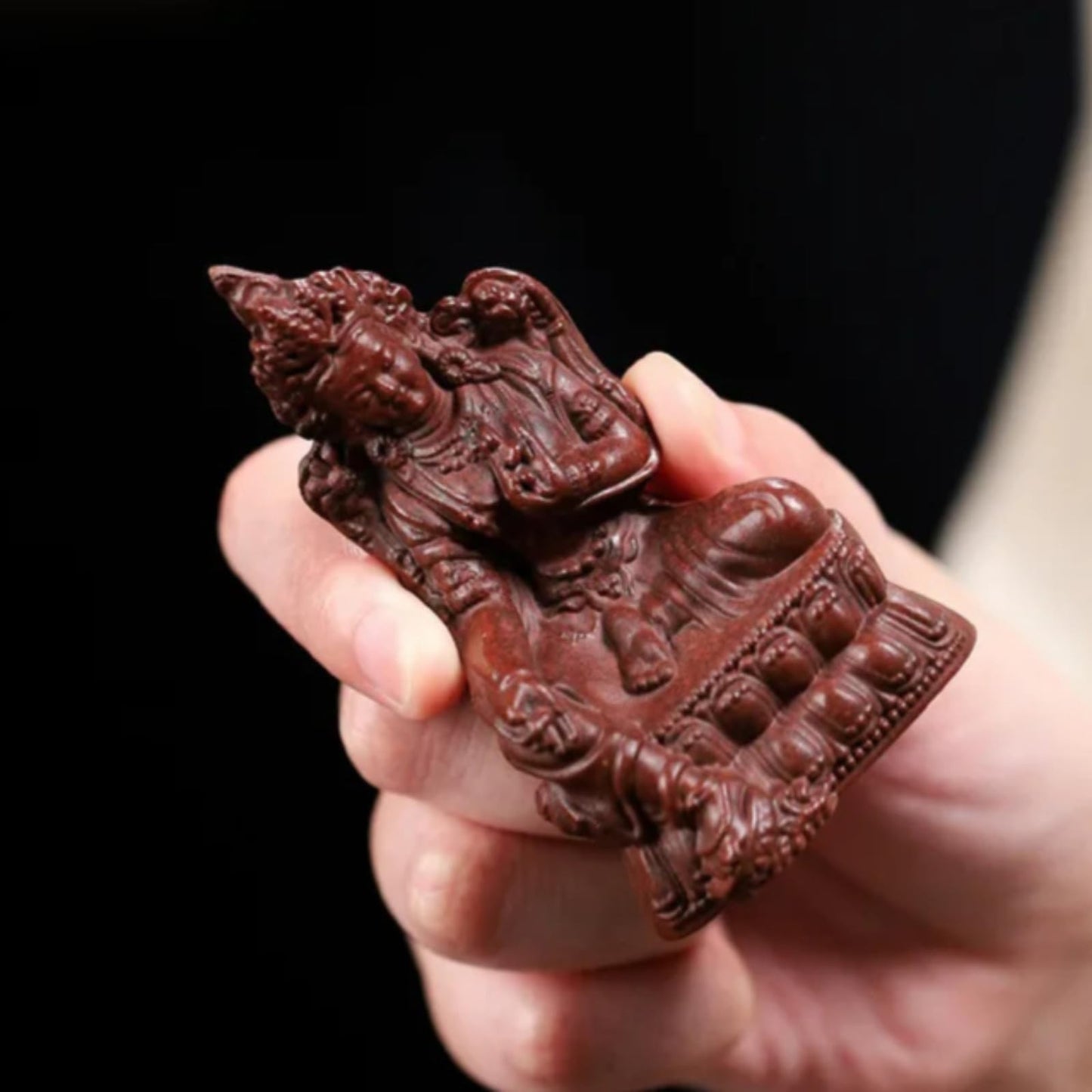 Buddha statue purple clay tea pet 8.6cm tea figurine handicraft tea play Zen