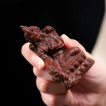 Buddha statue purple clay tea pet 8.6cm tea figurine handicraft tea play Zen