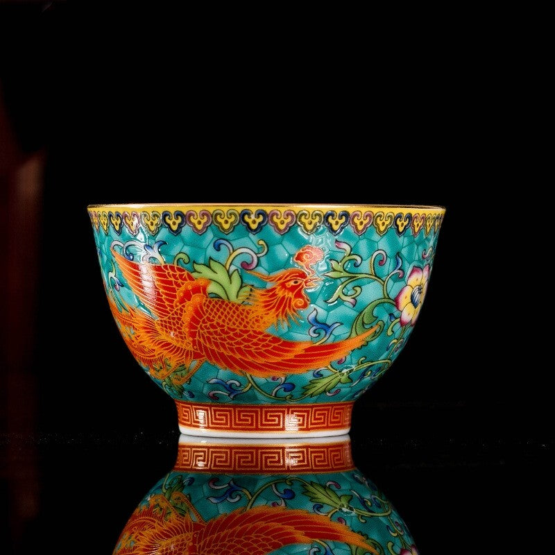 Chinese Tea Cup Dragon Phoenix Print Master Cup 85ml Porcelain Cup Of Tea China