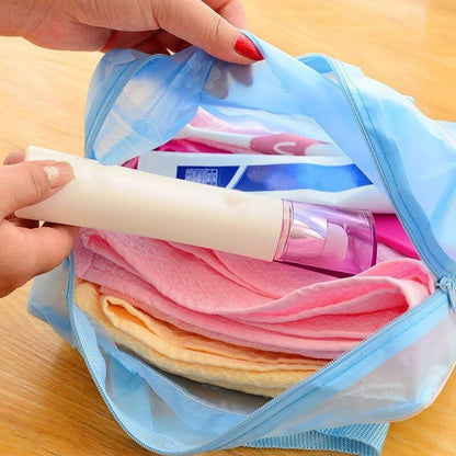 Flower Print Cosmetic Bag Transparent Makeup Pouch Case Travel Small Toiletry