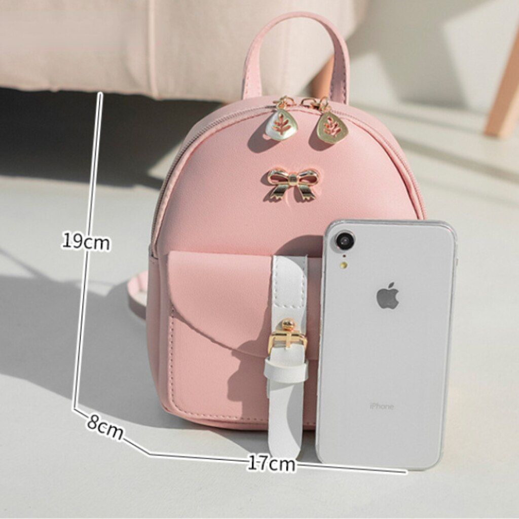 Mini Backpack Synthetic Leather Small School Bag Bow-knot Hollow Purse 17*8*19CM