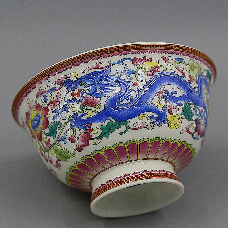 Chinese Porcelain Blue and White Porcelain Bowl with Dragon & Phoenix