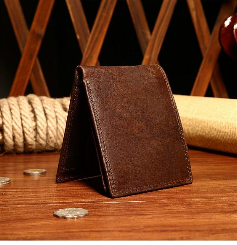 Men's Genuine Leather Wallet Multi-card Clamps Purse Cash Clip Card & ID Holders