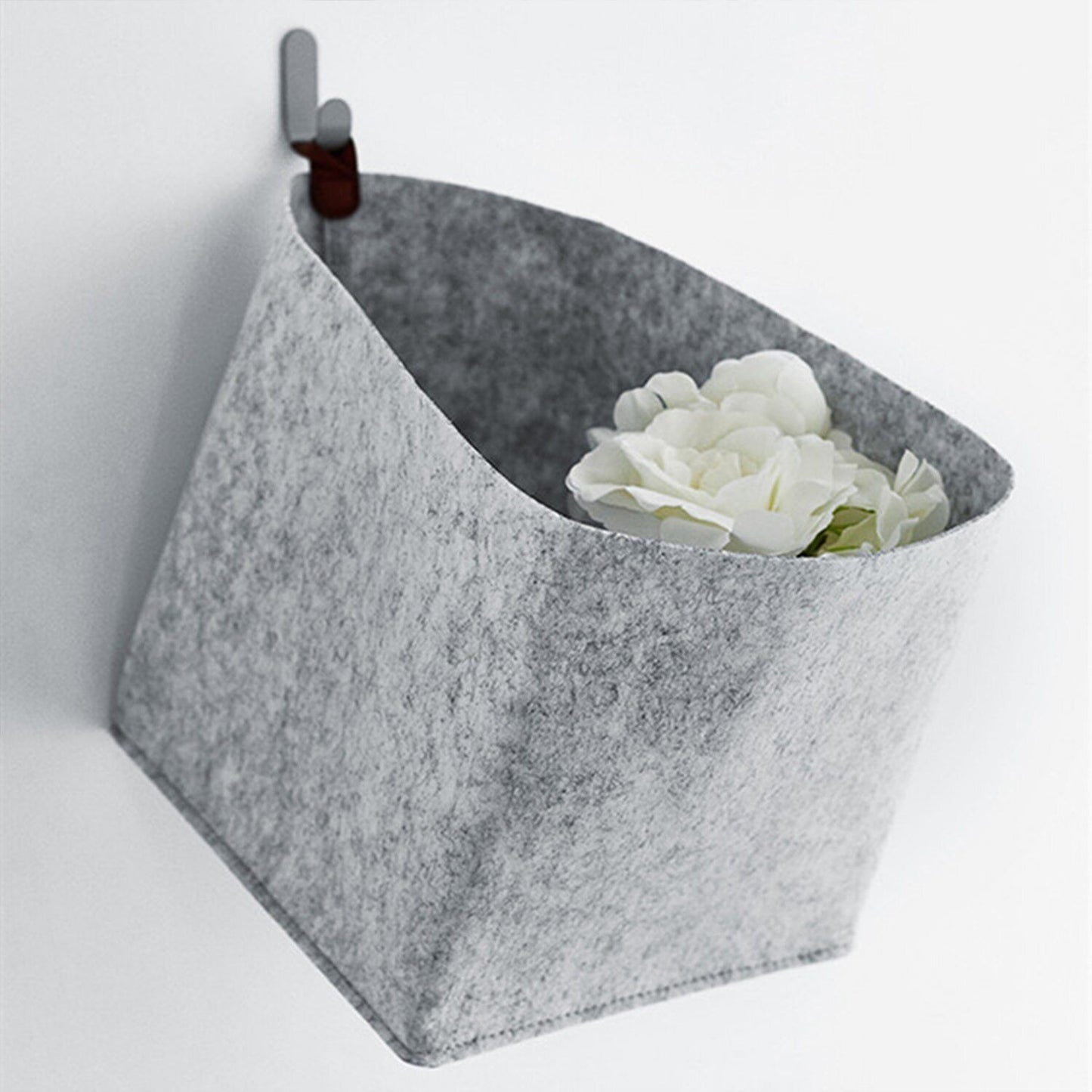 1pc Living Room Tea Table Gray Sundries Storage Basket Cloth Felt Storage Box
