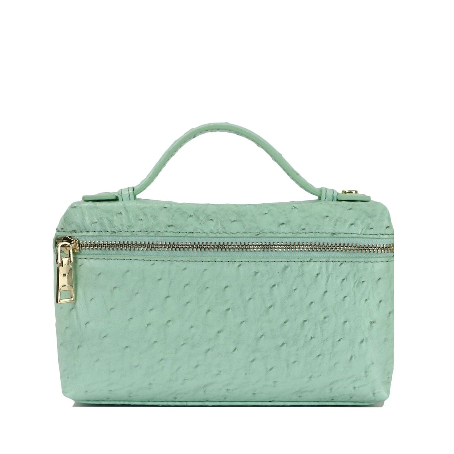Handbag Embossed Ostrich Leather Portable Bag Small Clutch Bag Purse 19*12*6 CM