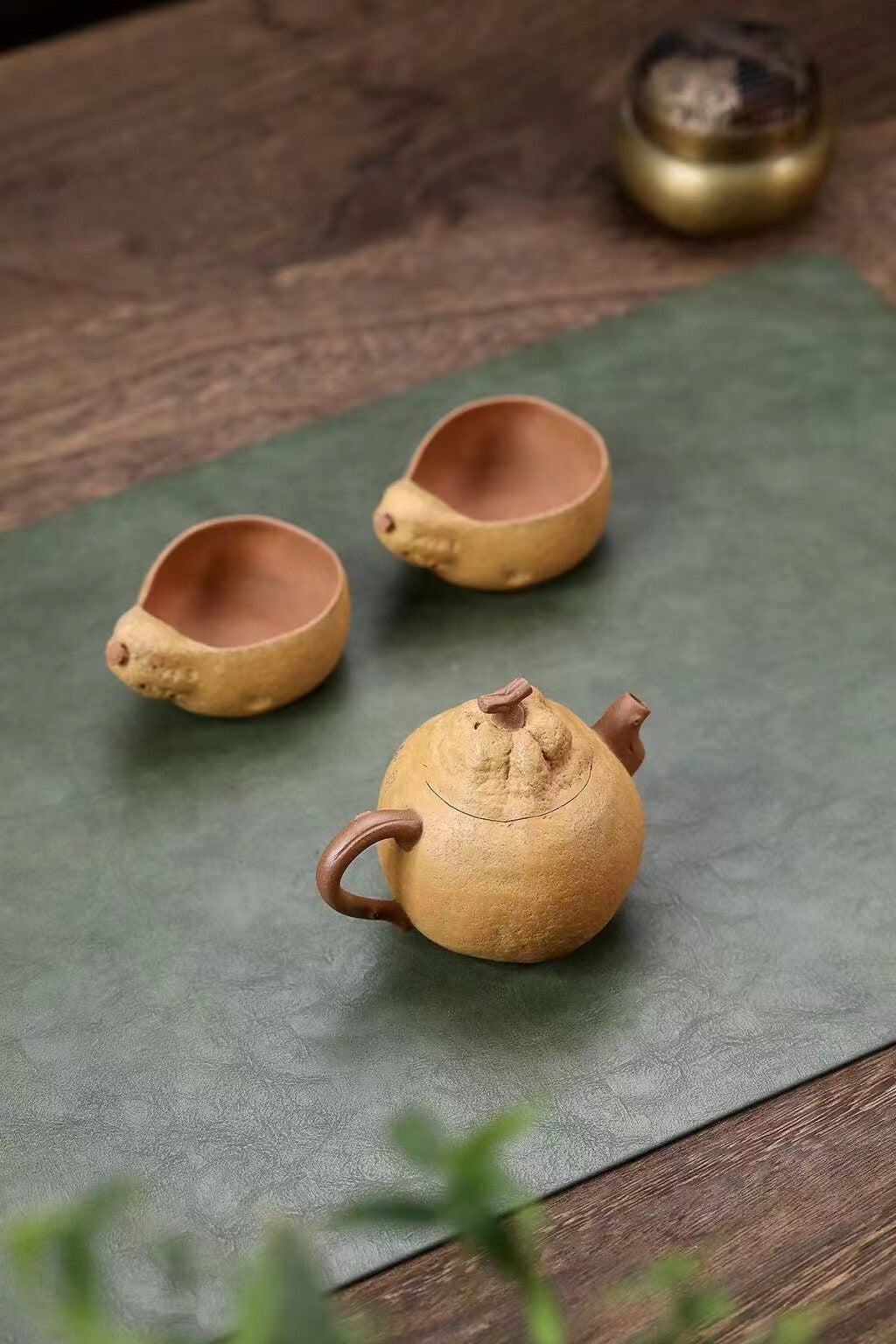 3pcs set chinese Yixing Handmade Zisha teapot DuanNi tangerine hu Gongfu Tea cup