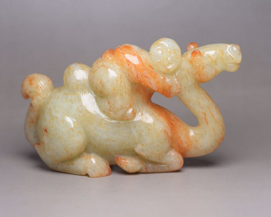 Chinese Antique Hetian Jade Carving Sculpture Exquisite Camel Statue Collections