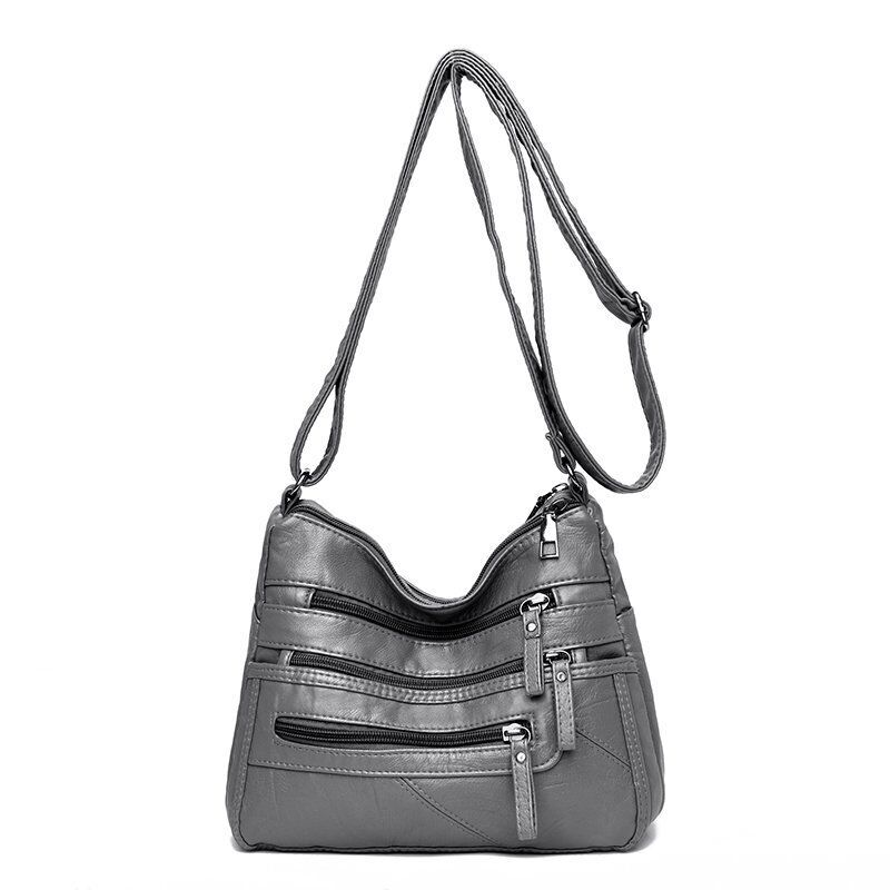 Women's Soft Leather Shoulder Bags Multi-Layer Crossbody Bag Handbag