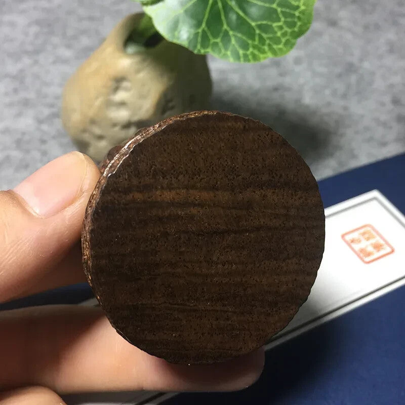 1.8" Natural Wood Hand Carving Lotus Pedestal Buddha Statue Incense Burner Base