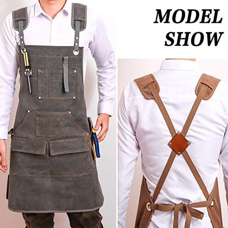 Multi-Pocket Canvas Apron Fits Woodworker Aprons, Mechanic & DIY Enthusiast