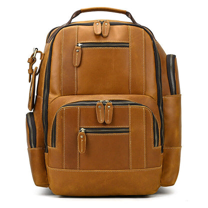 Men's Genuine Leather Backpack Shoulder Bag Travel School Laptop Bags Daypack