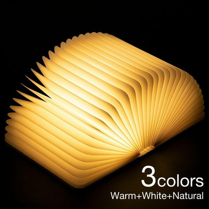 Lamp Book LED USB Wooden Leather Foldable Rechargeable Shape Desk Light Reading