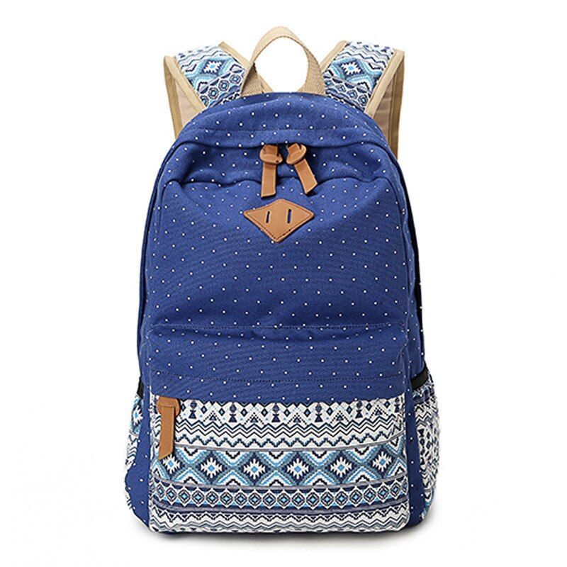 Canvas Printing Backpack School Bag Cute Black Polyester Purse Gray/Black/Purple