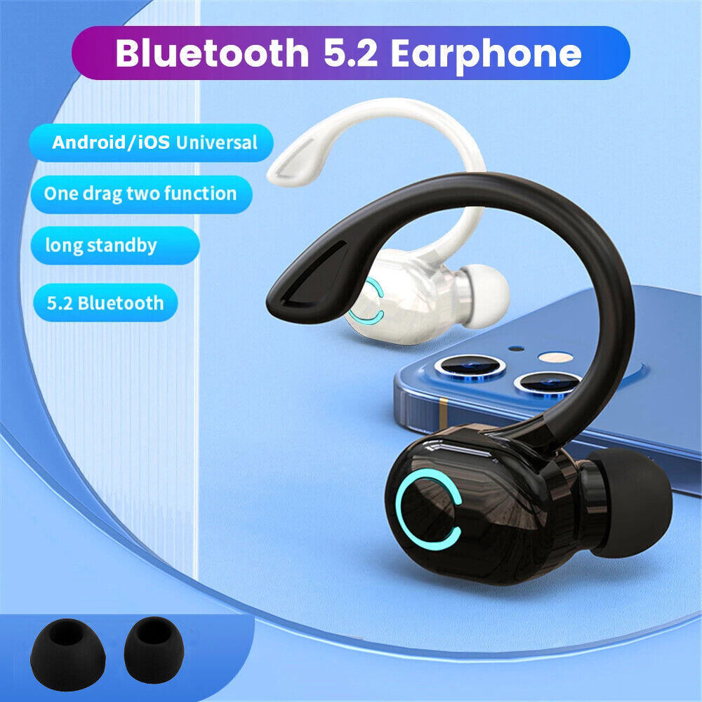 Bluetooth 5.2 Wireless Headset Driving Trucker Earbuds Noise Cancelling Earpiece