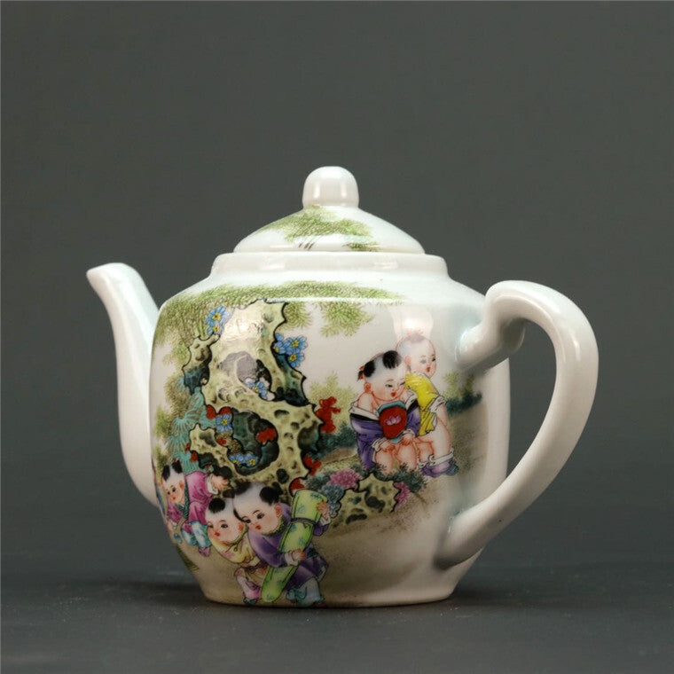 Jingdezhen Pink Character Child Picture Tea Pot