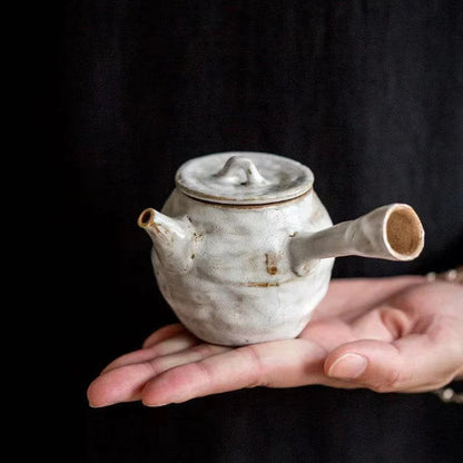 Ceramic Kyusu Teapot White Chinese Tea Pot for Tea Lovers