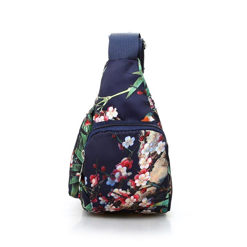 Fashion Floral Pattern Messenger Bag Nylon Shoulder Bag Flower Pattern Handbags